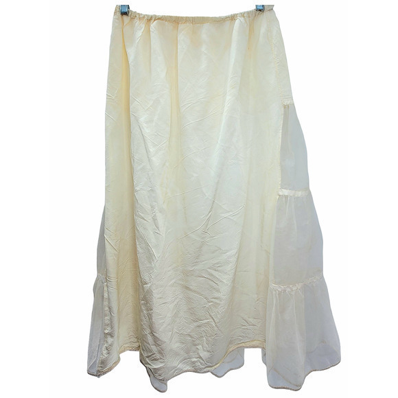 Vintage Rockabilly Crinoline Elastic Waist Teared Maxi Skirt - Picture 3 of 8